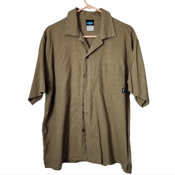 KAVU Hemp blend button up resort wear short sleeve shirt size XL - Picture 1 of 8